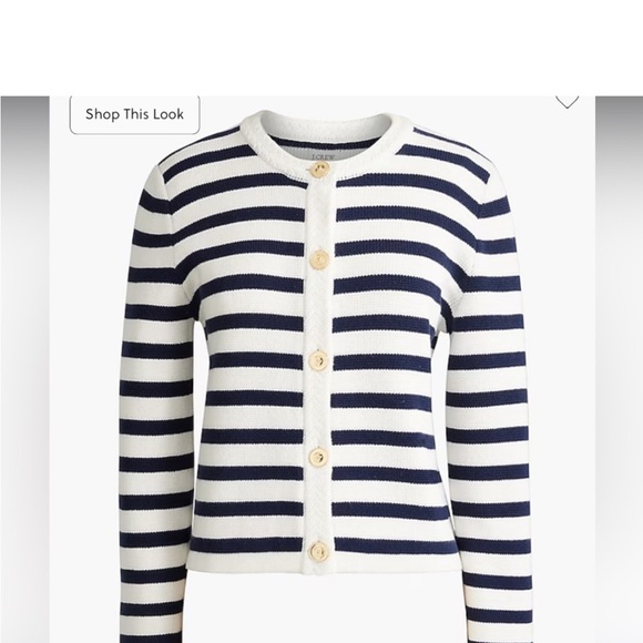 ✨ J.Crew Navy & White Striped Cardigan – Size M ✨ - Picture 4 of 9